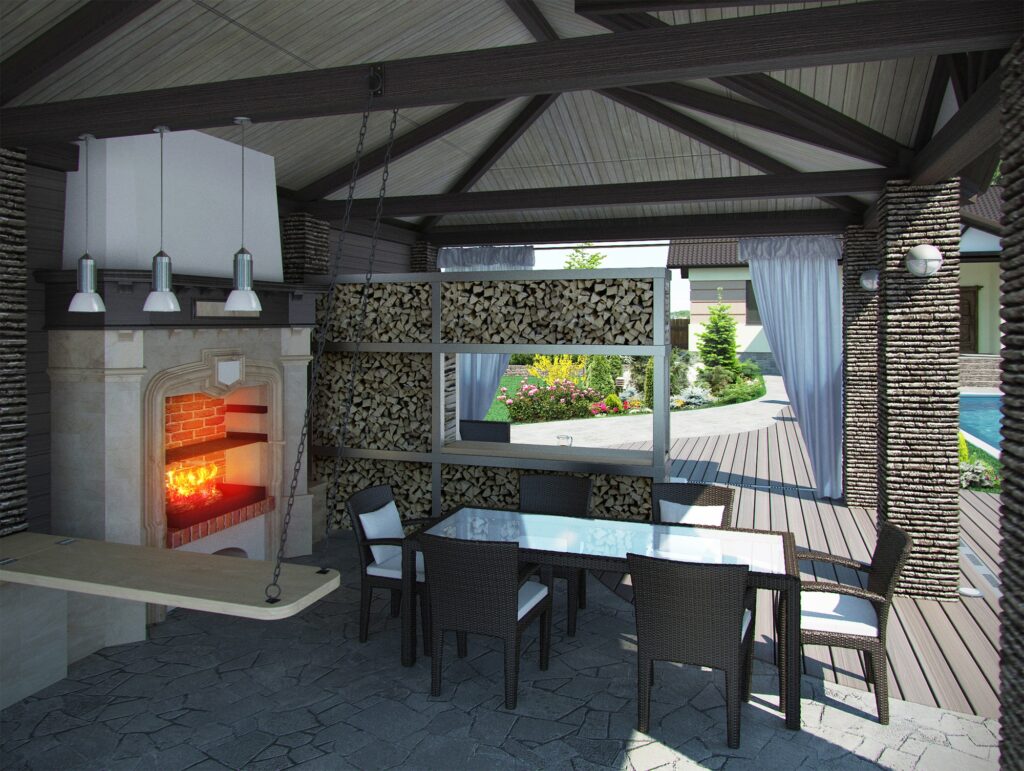 outdoor kitchen with fireplace designers katy texas